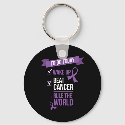 Wake Up Beat Cancer Regel de wereld Sleutelhanger (Voorkant)