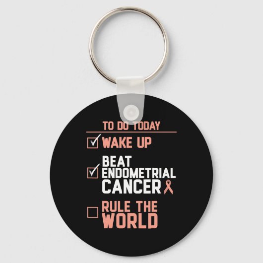 Wake Up Beat Endometriumkanker Regel de wereld Sleutelhanger (Voorkant)