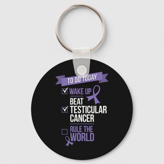 Wake Up Beat Testiculaire Kanker Regel de Wereld Sleutelhanger (Voorkant)