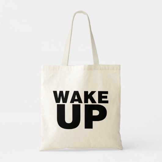 Wake Up Black Tote Bag (Achterkant)
