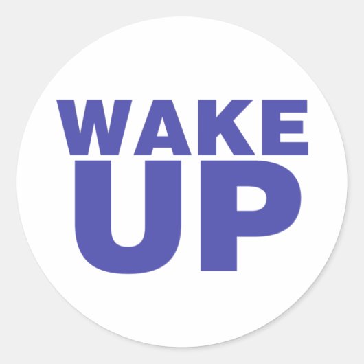 Wake Up Blue Classic Round Sticker (Voorkant)