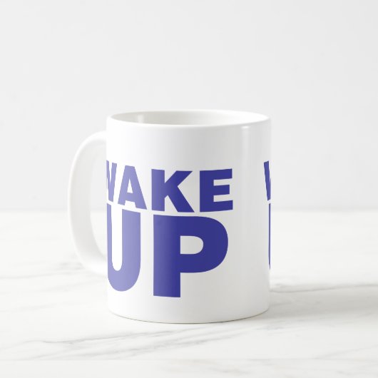 Wake Up Blue Koffiemok (Voorkant links)