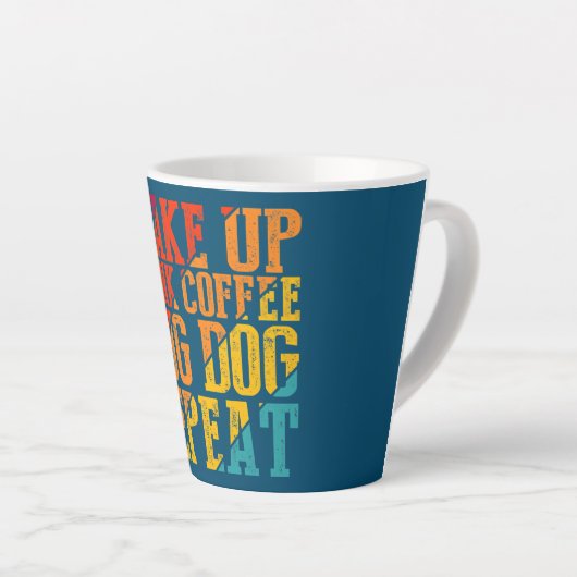Wake Up Drink Coffee Hug Dog Herhaalt Dierlijk hui Latte Mok (Rechterhoek)