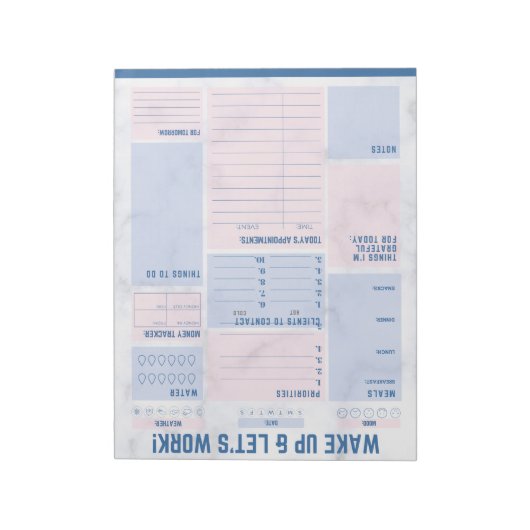 Wake-up en werkblok notitieblok (Linkerzijde)