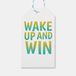 Wake Up en Win Motiverende Typografie Cadeaulabel