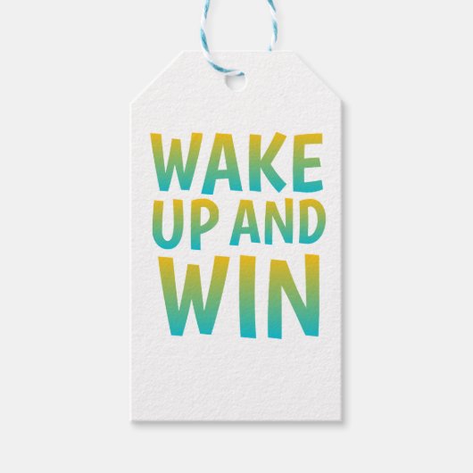 Wake Up en Win Motiverende Typografie Cadeaulabel (Voorkant)