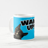 Wake Up Funny Cat Photo Slogan Humor Koffiemok (Voorkant links)