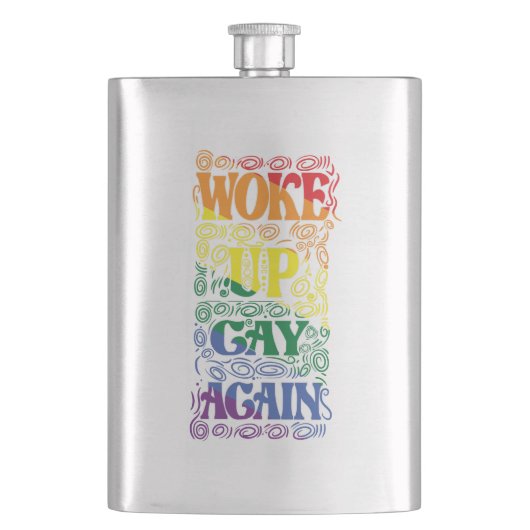 Wake Up Gay Again beroemd gemaakt door Funny LGBTQ Flacon (Voorkant)