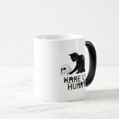 Wake Up Human - Funny Cat With Skull Magische Mok (Voorkant rechts)