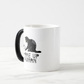 Wake Up Human - Funny Cat With Skull Magische Mok (Voorkant links)