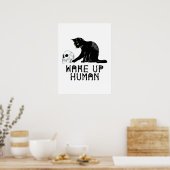 Wake Up Human - Funny Cat With Skull Poster (Keuken)