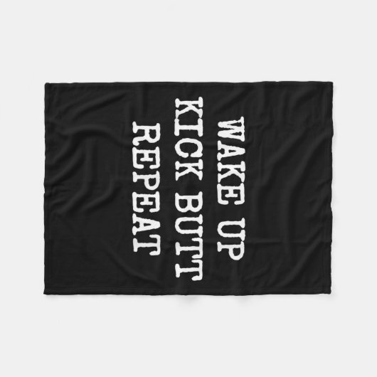 Wake Up Kick Butt Repeat Motivation Fleece Deken (Voorkant (Horizontaal))