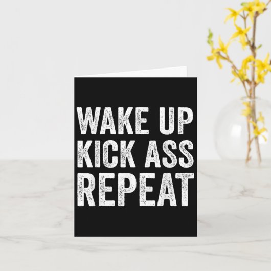 Wake Up Kick Repea,funny Quote Workout Motivation  Kaart (Gele Bloem)