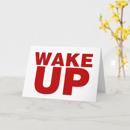 Wake Up Red Folded Wenskaart Kaart (Gele Bloem)
