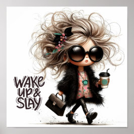 Wake Up & Slay Boss Girl Motivatie Poster
