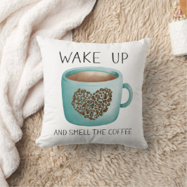 Wake Up Smell the Coffee - Waterverf Koffiebonen Kussen