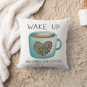 Wake Up Smell the Coffee - Waterverf Koffiebonen Kussen