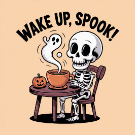 Wake Up Spook Grappig Skelet Halloween Koffie T-shirt