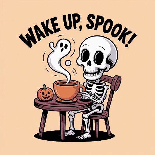 Wake Up Spook Grappig Skelet Halloween Koffie T-shirt
