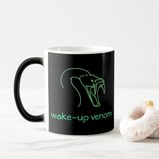 Wake-up Venom - Snake Head en Fangs graphic Magische Mok (Met donut)