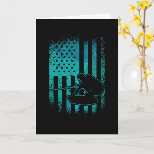 Wakeboard American Flag Wakeboarder Wakeboarding Kaart (Gele Bloem)