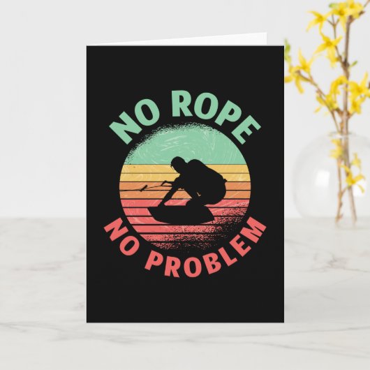 Wakeboard No Rope No Problem Retro Wakeboarder Kaart (Gele Bloem)