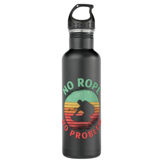 Wakeboard No Rope No Problem Retro Wakeboarder Waterfles (Voorkant)