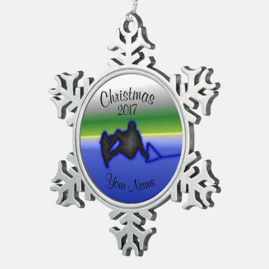 Wakeboard Pewter Snowflake kerstversiering Tin Sneeuwvlok Ornament (Rechts)