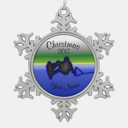 Wakeboard Pewter Snowflake kerstversiering Tin Sneeuwvlok Ornament (Voorkant)