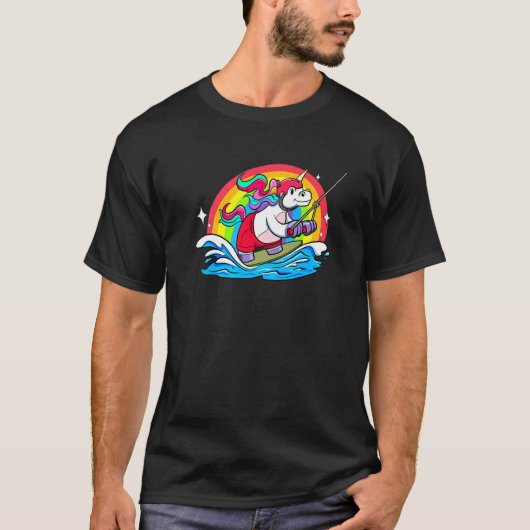Wakeboard Women Wakeboarder Unicorn op Wakeboa T-shirt (Voorkant)