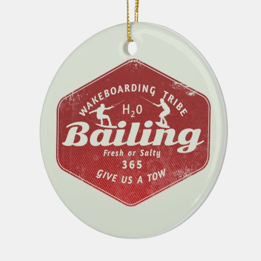 Wakeboarden op borgtocht keramisch ornament (Links)