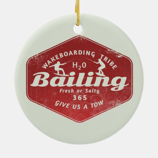 Wakeboarden op borgtocht keramisch ornament (Achterkant)