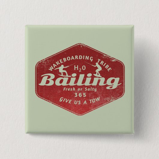 Wakeboarden op borgtocht vierkante button 5,1 cm (Voorkant)