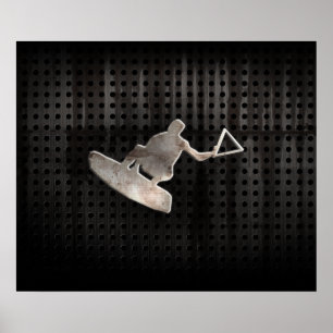 Wakeboarder; Koel zwart Poster