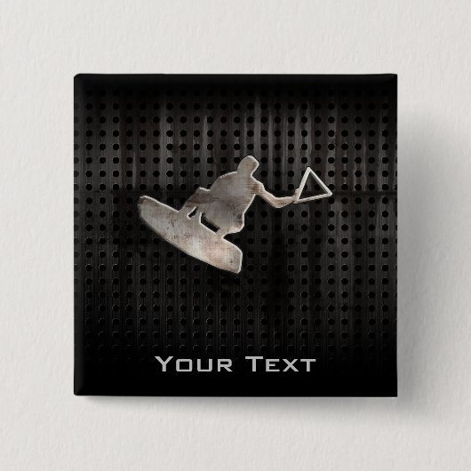 Wakeboarder; Koel zwart Vierkante Button 5,1 Cm (Voorkant)