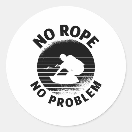 Wakeboarder No Rope No Problem Wake Wakeboarder Ronde Sticker (Voorkant)