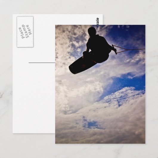 Wakeboarder Omgekeerde Silhouette Briefkaart (Voorkant / Achterkant)