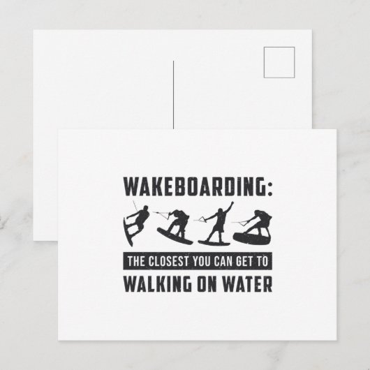 Wakeboarder wakeboarden die op watergolf lopen briefkaart (Voorkant / Achterkant)