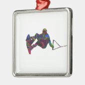 Wakeboarder Wilde Kleuren Metalen Ornament (Links)