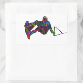 Wakeboarder Wilde Kleuren Rechthoekige Sticker (Tas)