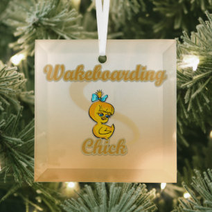 Wakeboarding Chick Glas Ornament