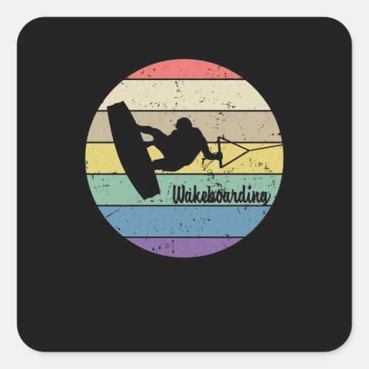 Wakeboarding Retro Vierkante Sticker (Voorkant)