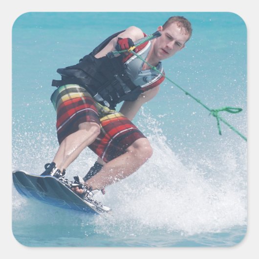 Wakeboarding Tail Grab Vierkante Sticker (Voorkant)