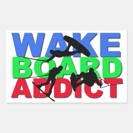 Wakeboardverslaafde Rechthoekige Sticker (Voorkant)
