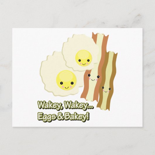 wakey wakey eieren in bakey briefkaart (Voorkant)