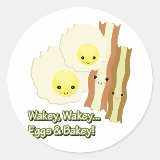 wakey wakey eieren in bakey ronde sticker (Voorkant)