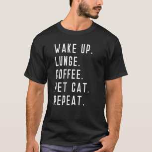 Wakker omhoog koffie kat herhaal gewicht optillen t-shirt
