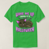 Wakker worden als de halloween Cat Funny Humor T-shirt (Design voorkant)