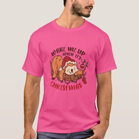 Wakker worden als het kerst is t-shirt (Voorkant)