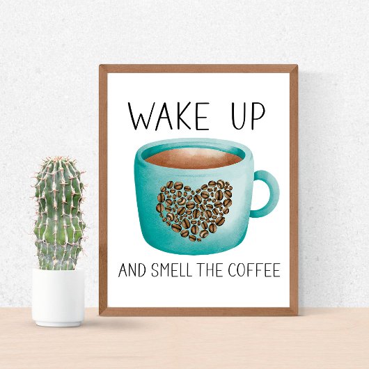 Wakker worden de koffie in de Waterverf Poster